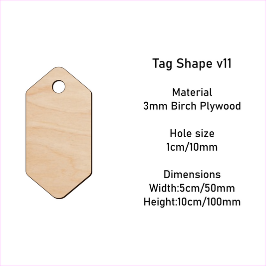 Wooden Gift Tag Shape 10x 5 cm v11