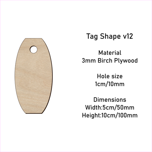 Wooden Gift Tag Shape 10x 5 cm v12
