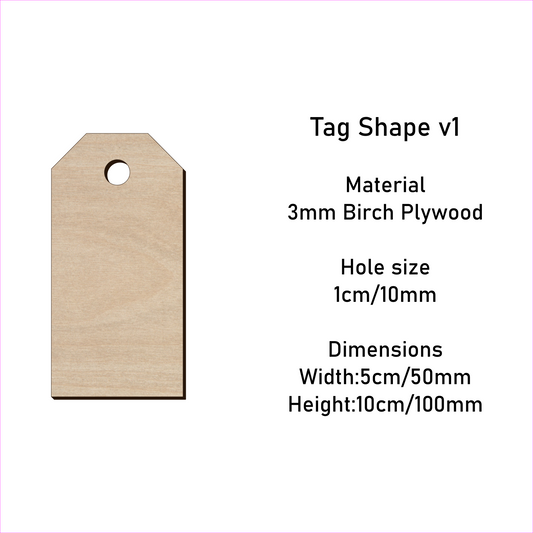 Wooden Gift Tag Shape 10x 5 cm v1