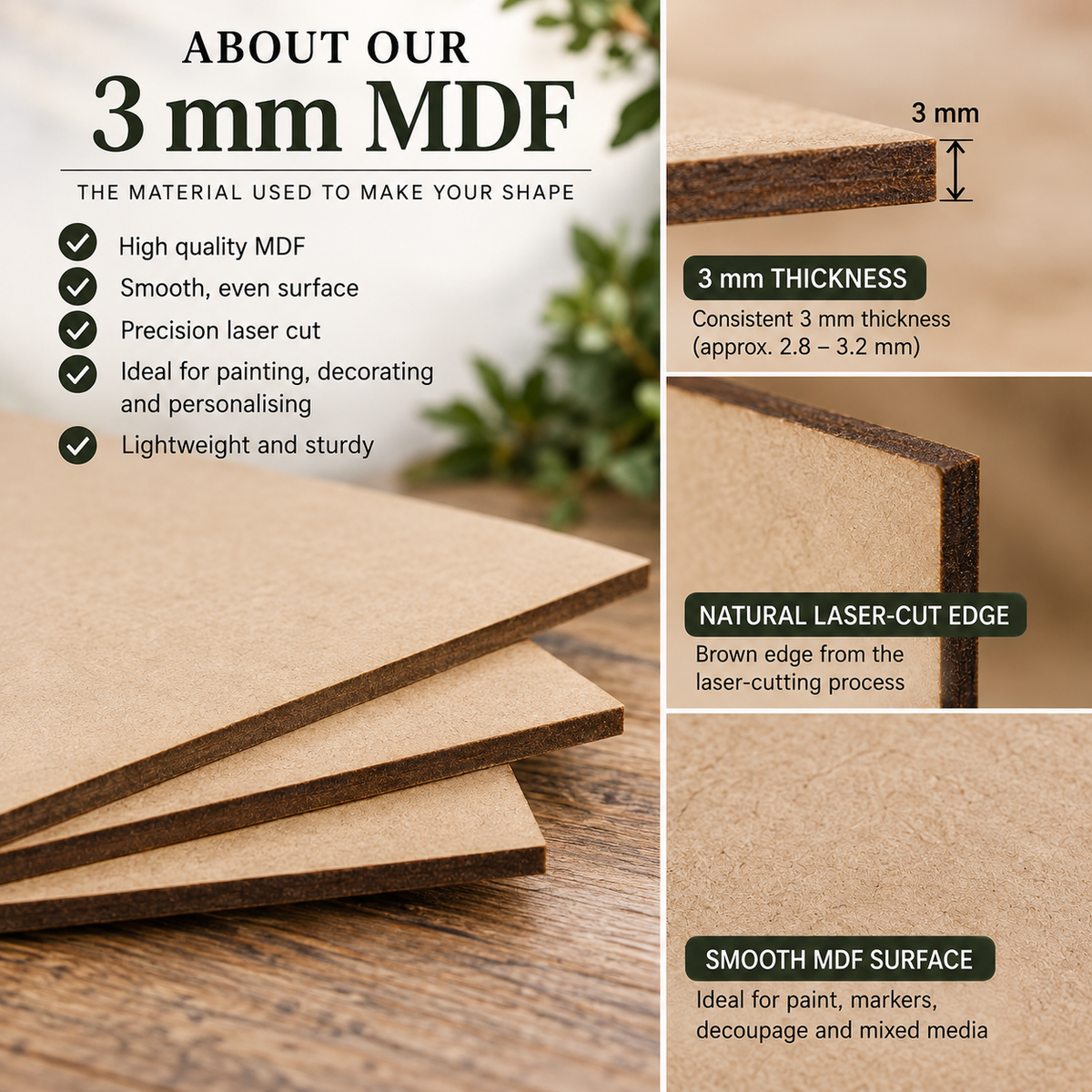 MDF Pointed Christmas Bauble Blank - 2.5cm to 30cm