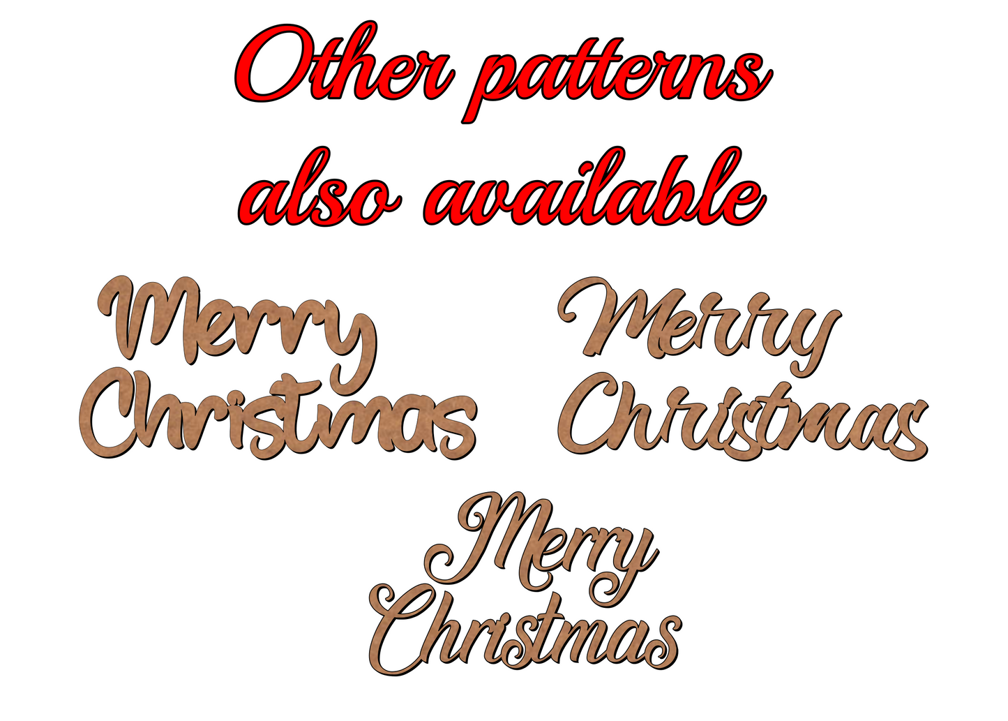 Merry Christmas Wooden Word Inscription - 3mm MDF - v2