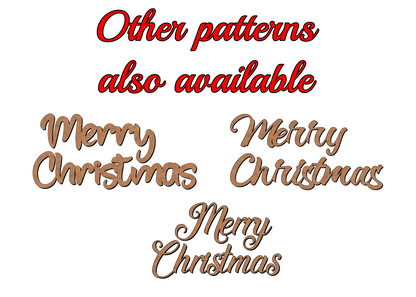 Merry Christmas Wooden Word Inscription - 3mm MDF - v2