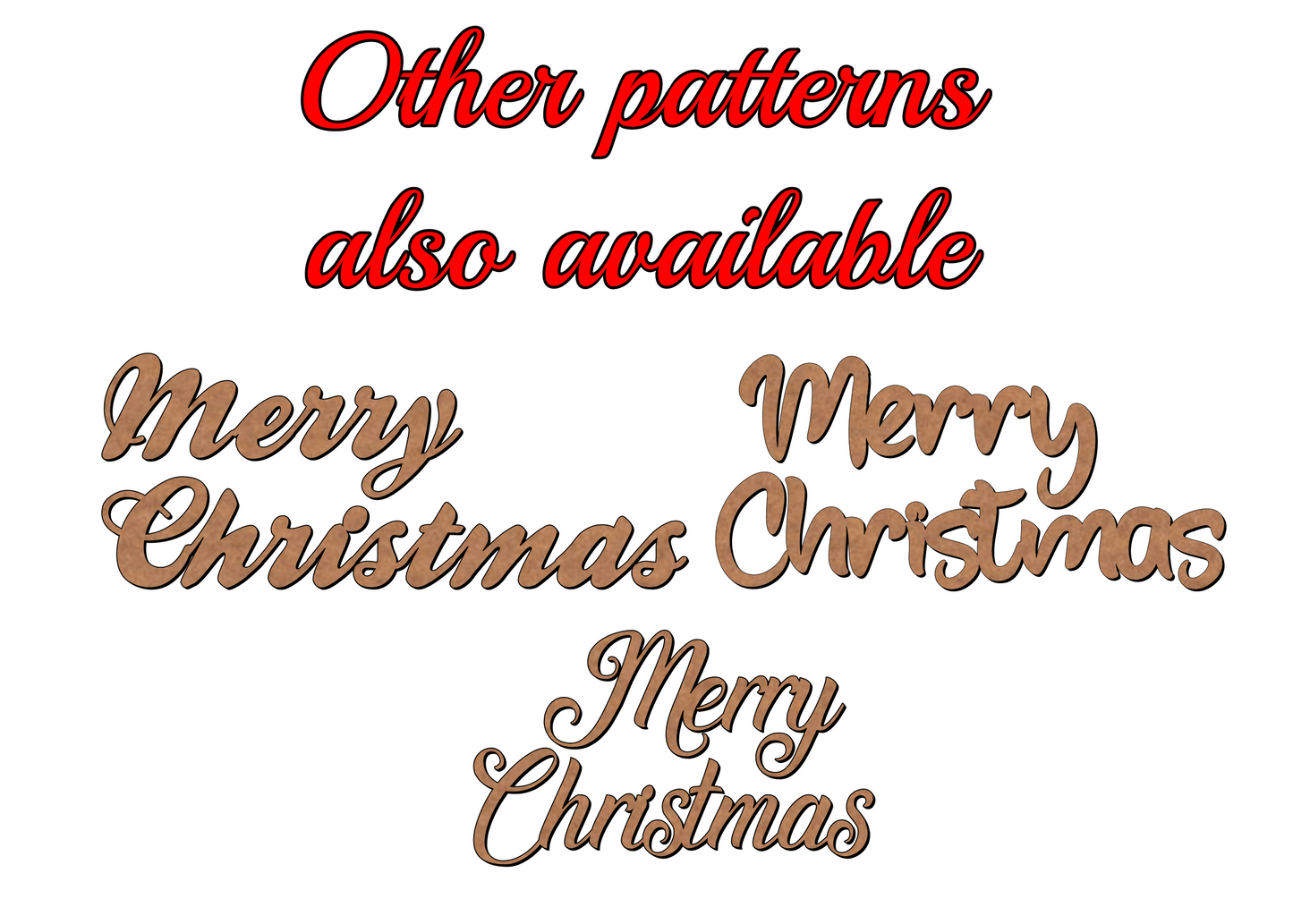 Merry Christmas Wooden Word Inscription - 3mm MDF - v3