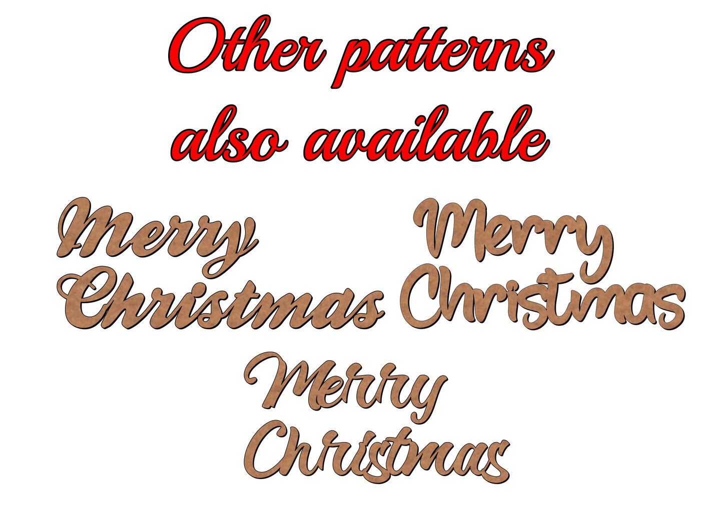 Merry Christmas Wooden Word Inscription - 3mm MDF - v4