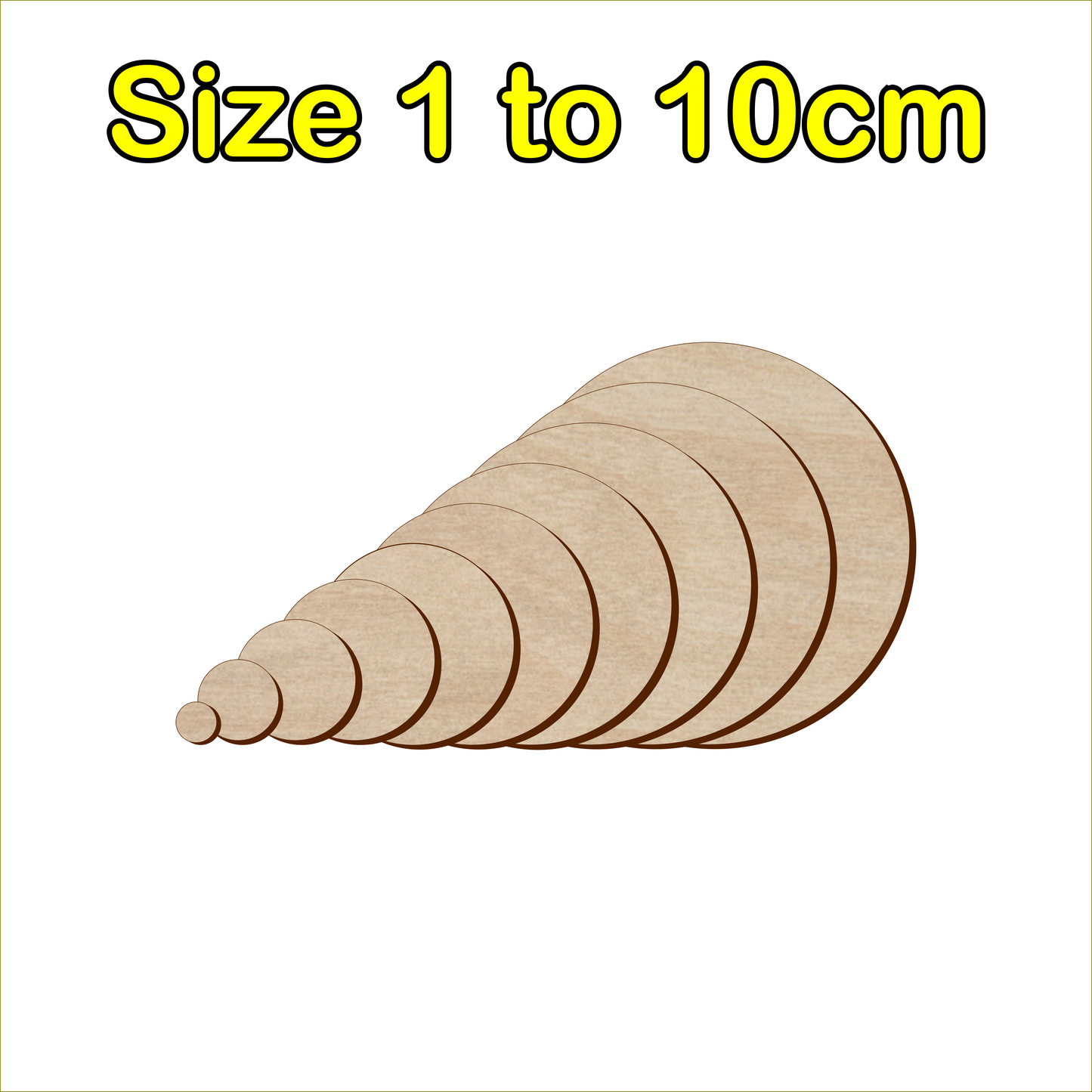 1cm to 10cm Circle Shape - 3mm Baltic Birch Plywood