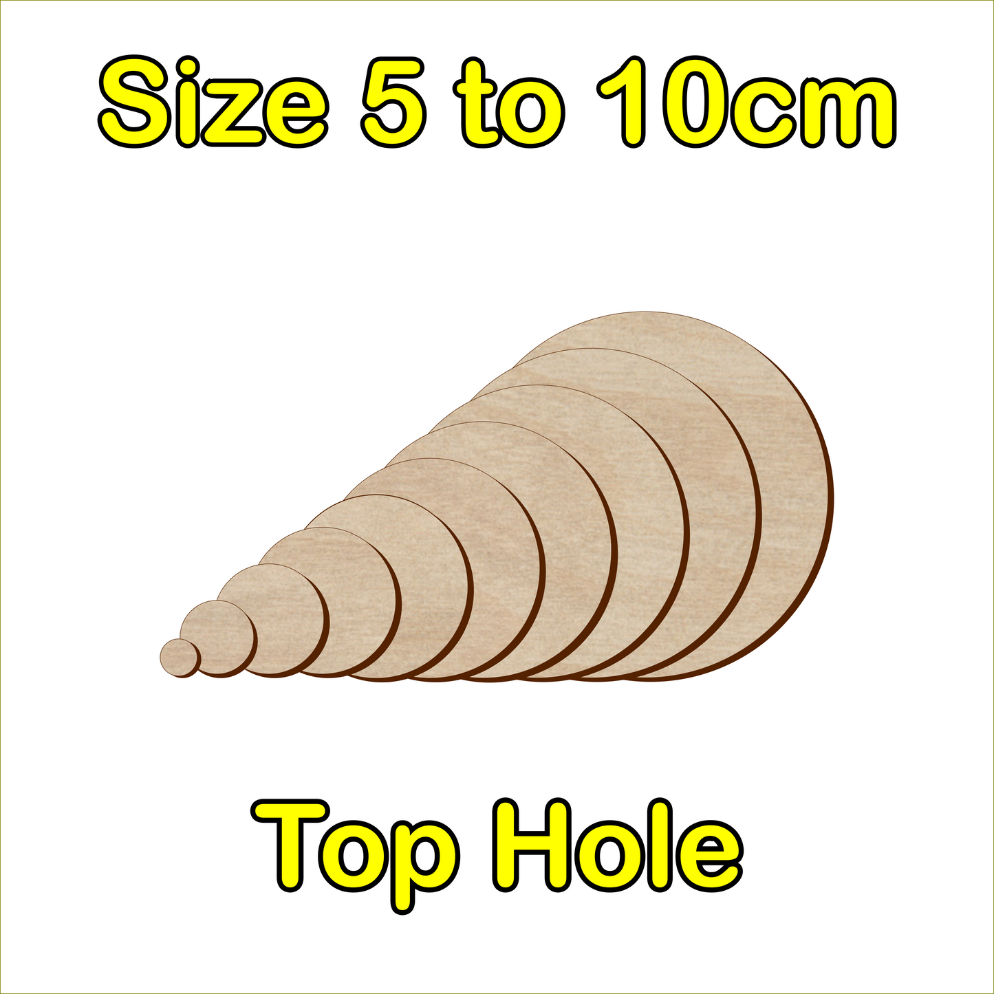 5cm to 10cm Circle Shape - Top Hole - 3mm Baltic Birch Plywood