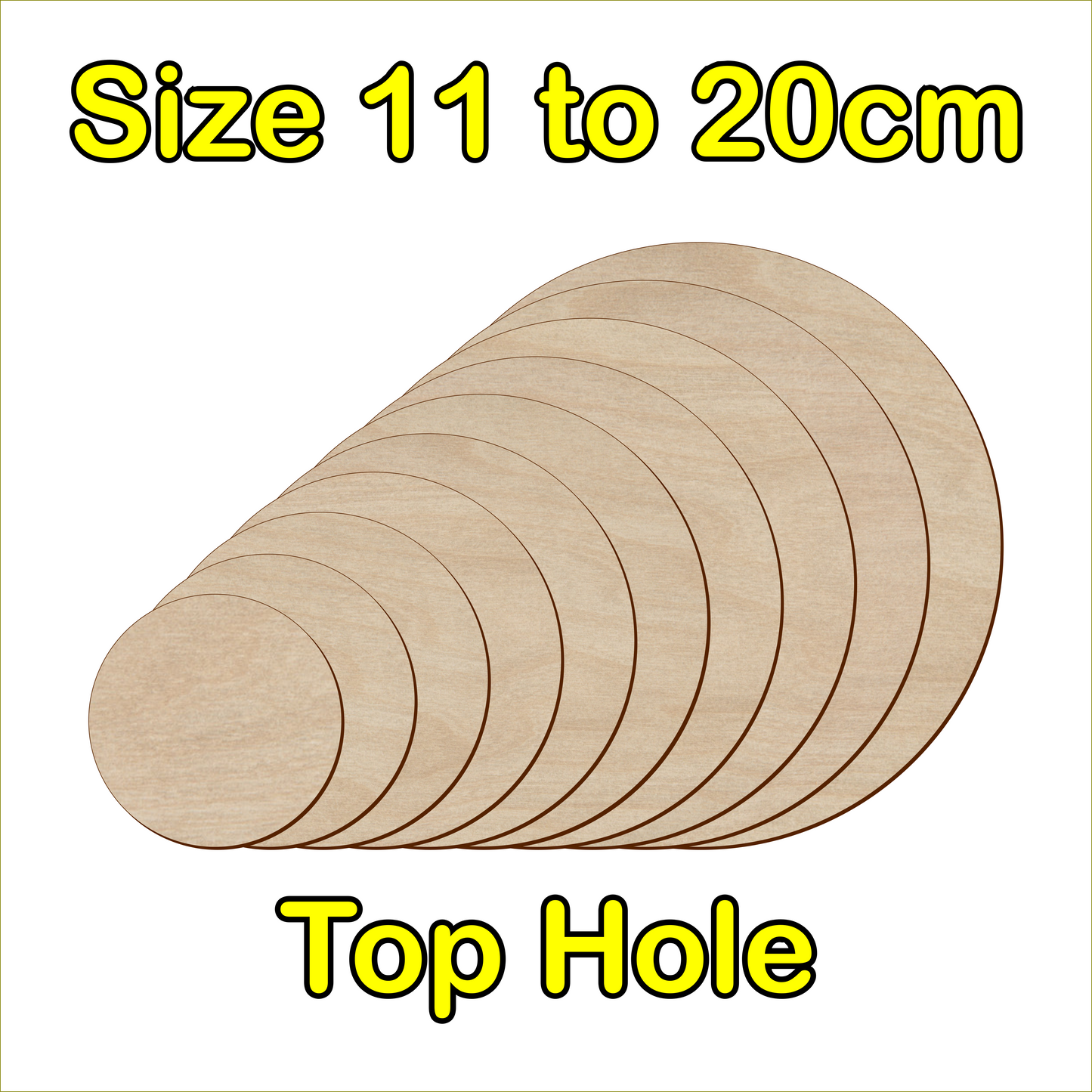 11cm to 20cm Circle Shape - Top Hole - 3mm Baltic Birch Plywood