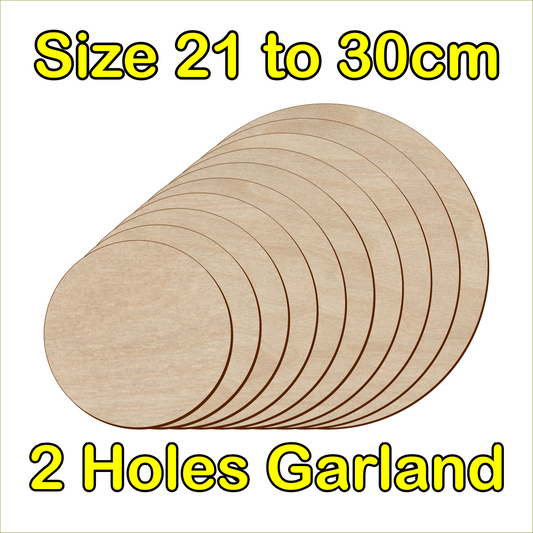 21cm to 30cm Circle Shape - 2 Holes Garland - 3mm Baltic Birch Plywood