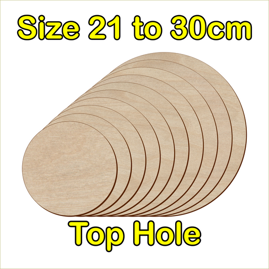 21cm to 30cm Circle Shape - Top Hole - 3mm Baltic Birch Plywood