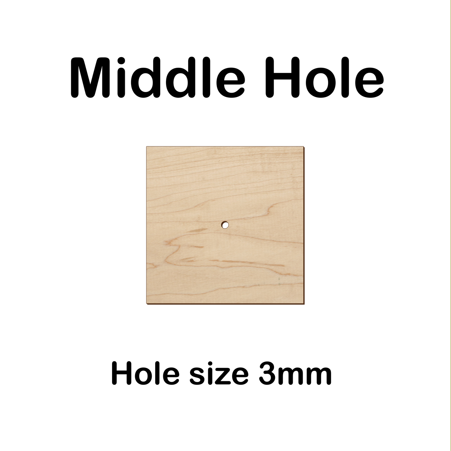 5cm to 10cm Square Shape - Middle Hole - 3mm Baltic Birch Plywood