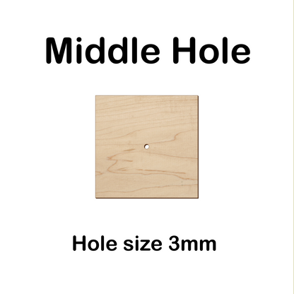 11cm to 20cm Square Shape - Middle Holes - 3mm Baltic Birch Plywood