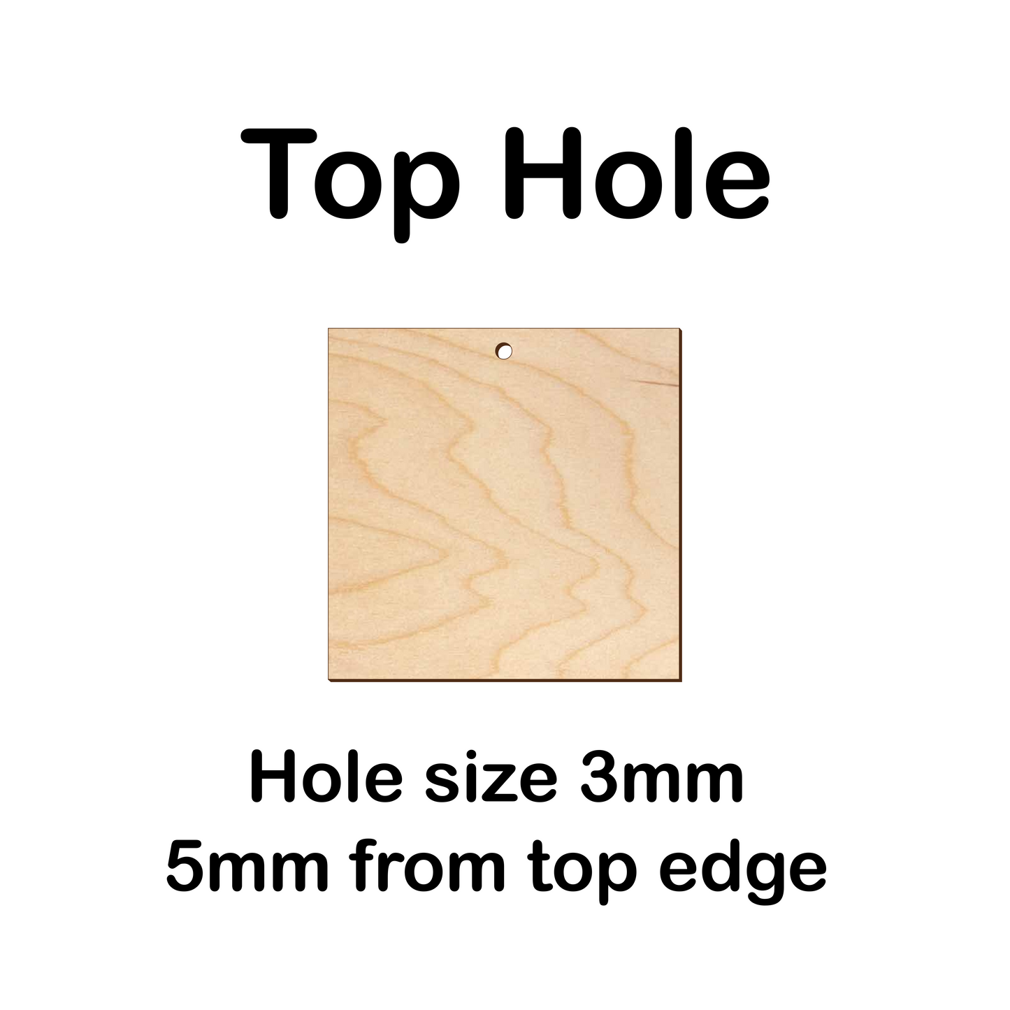 5cm to 10cm Square Shape - Top Hole - 3mm Baltic Birch Plywood