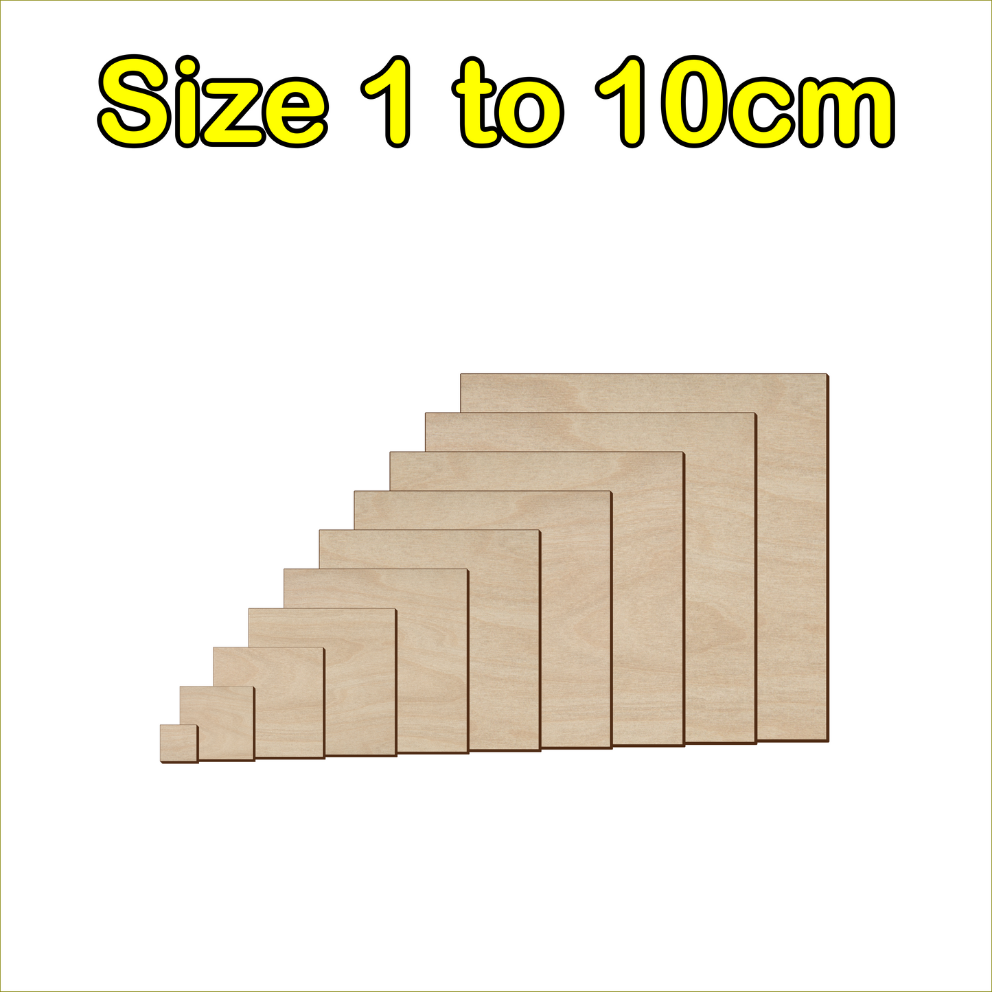 1cm to 10cm Square Shape - 3mm Baltic Birch Plywood