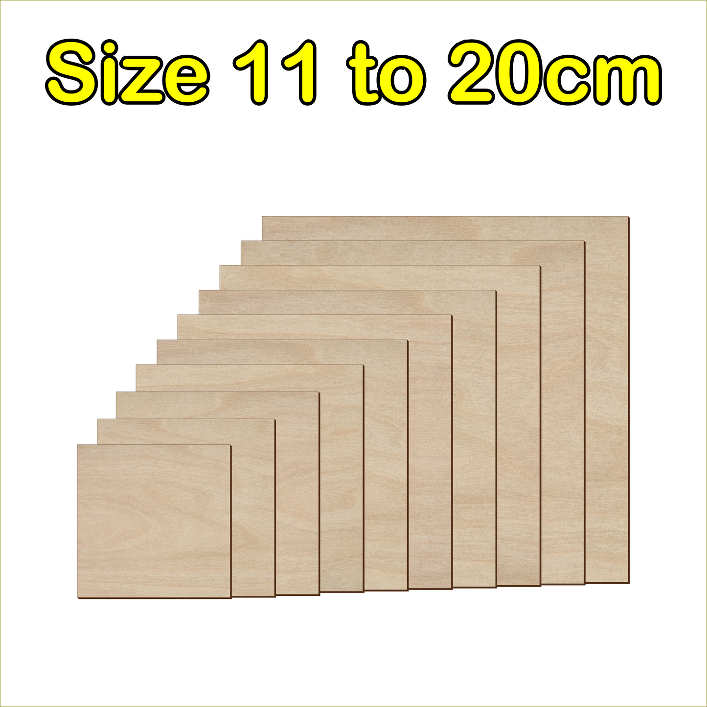 11cm to 20cm Square Shape - 3mm Baltic Birch Plywood