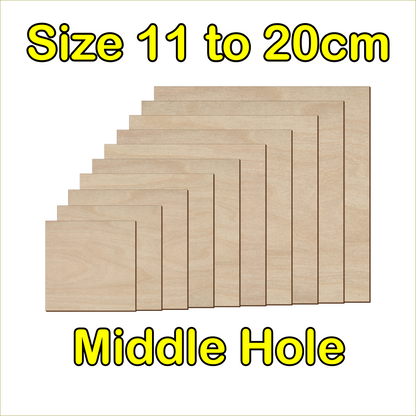 11cm to 20cm Square Shape - Middle Holes - 3mm Baltic Birch Plywood