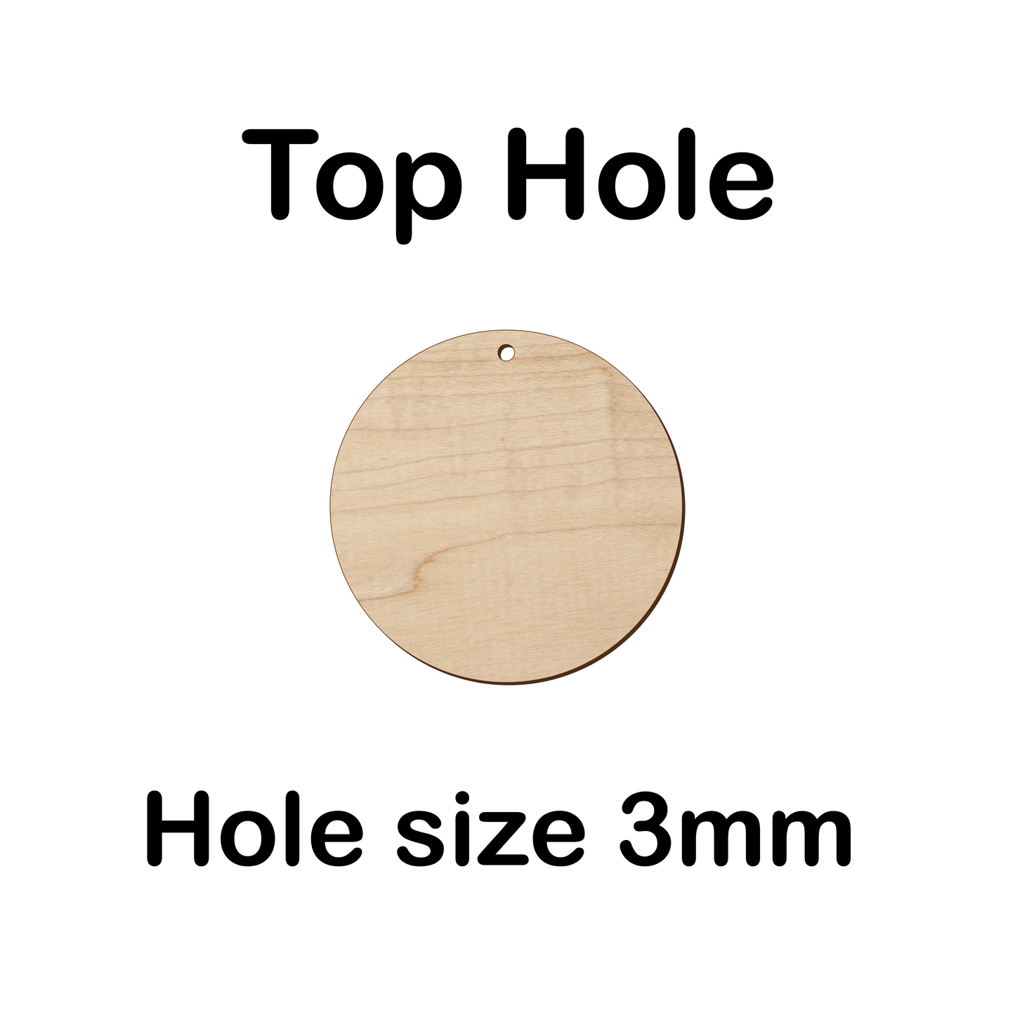 5cm to 10cm Circle Shape - Top Hole - 3mm Baltic Birch Plywood