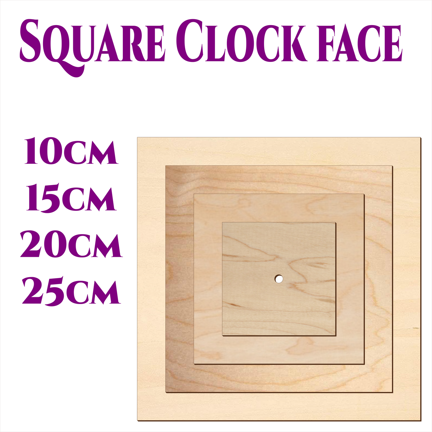 Square Clock Face - size from 10cm to 25cm