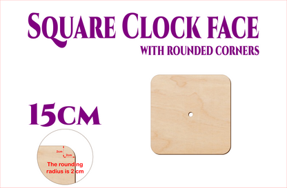 Square Round Corners Clock Face - size from 10cm to 25cm