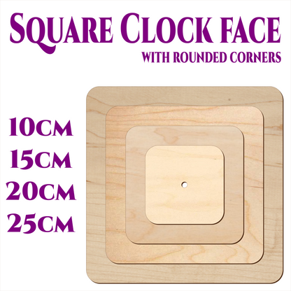 Square Round Corners Clock Face - size from 10cm to 25cm