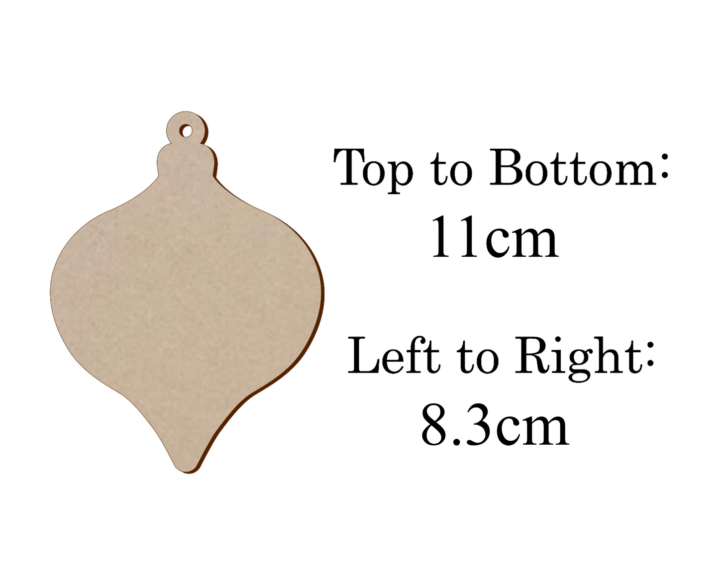 Christmas Baubles Xmas Shape - 11x 8.3cm - MDF