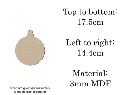 MDF Christmas Baubles Xmas Shape v1 - 2.5cm to 30cm