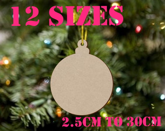 MDF Christmas Baubles Xmas Shape v1 - 2.5cm to 30cm