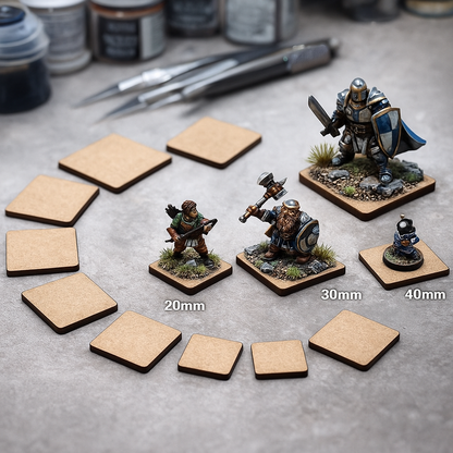 1cm to 10cm Laser-Cut MDF Square Shapes – 3mm Craft Blanks