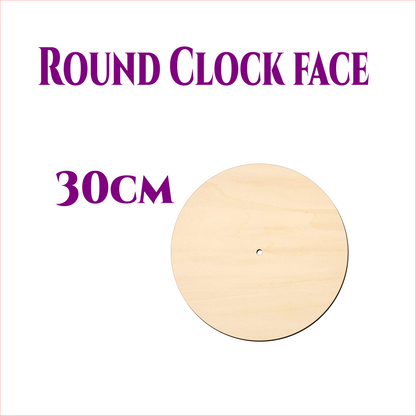 Round wooden clock face 30cm made from 3mm birch plywood with centre hole