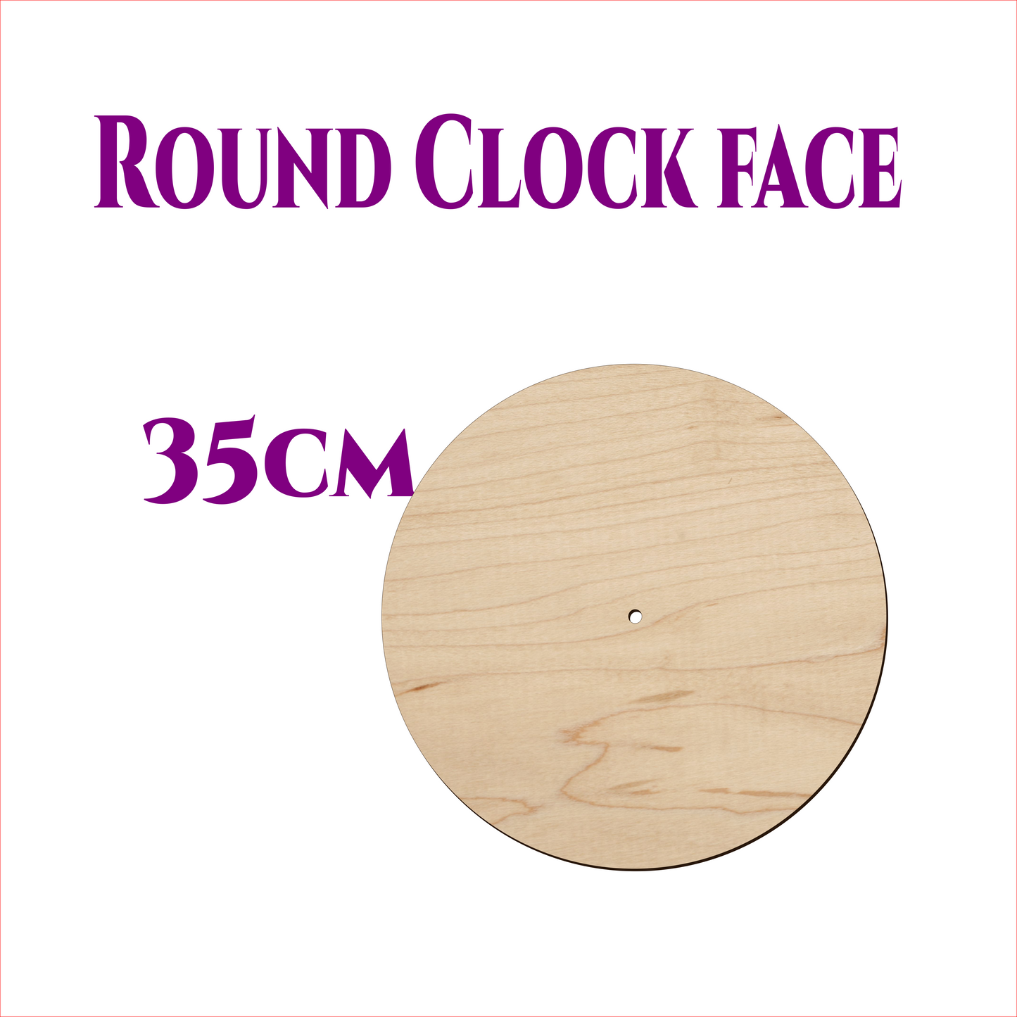 Round wooden clock face 35cm made from 3mm birch plywood with centre hole