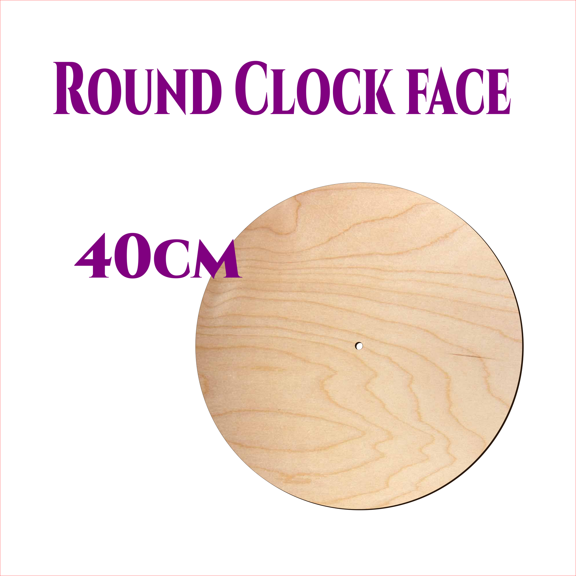 Round wooden clock face 40cm made from 3mm birch plywood with centre hole