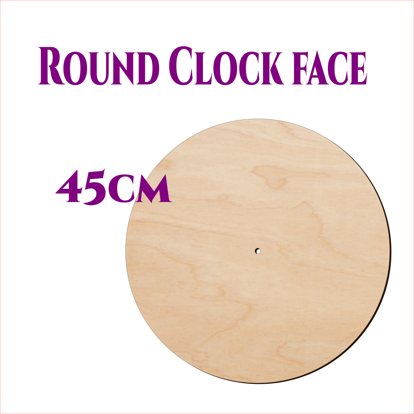 Round wooden clock face 45cm made from 3mm birch plywood with centre hole