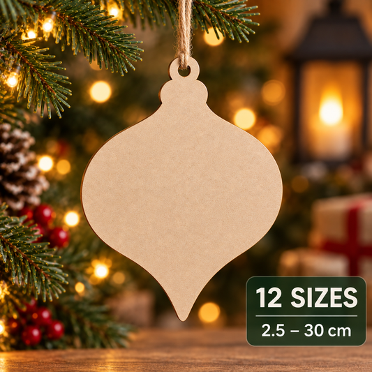 MDF Pointed Christmas Bauble Blank - 2.5cm to 30cm