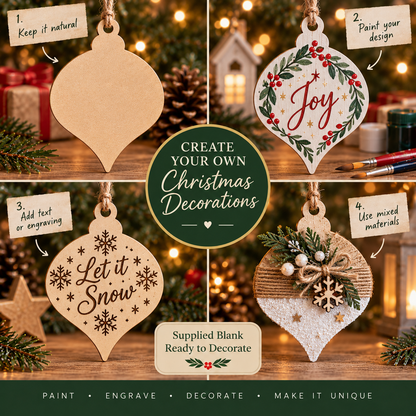 MDF Pointed Christmas Bauble Blank - 2.5cm to 30cm