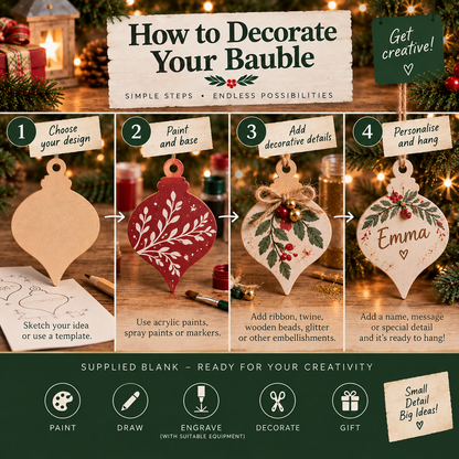 MDF Pointed Christmas Bauble Blank - 2.5cm to 30cm