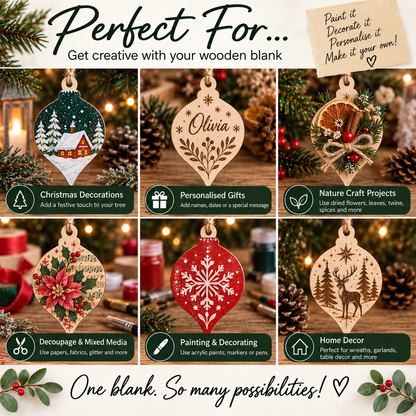 MDF Pointed Christmas Bauble Blank - 2.5 cm to 30 cm