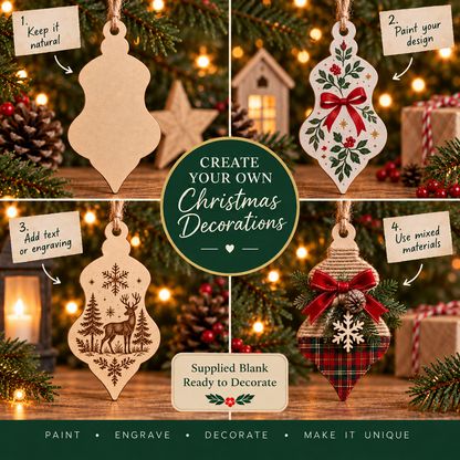 MDF Ornate Christmas Bauble Blank - 2.5cm to 30cm
