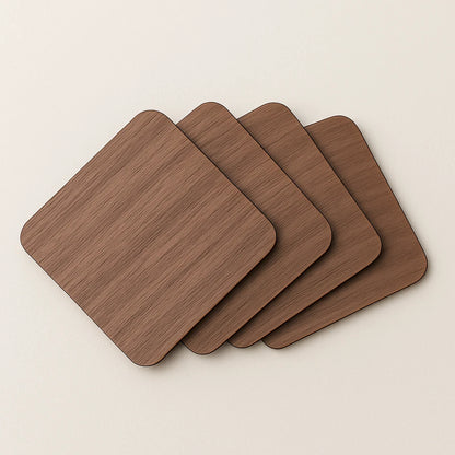 Walnut Plywood Square Coasters 95mm – 3mm Wooden Craft Blanks