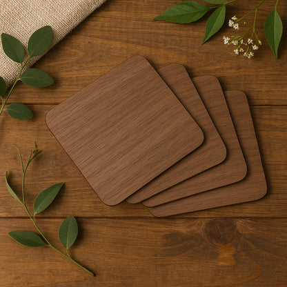 Walnut Plywood Square Coasters 95mm – 3mm Wooden Craft Blanks