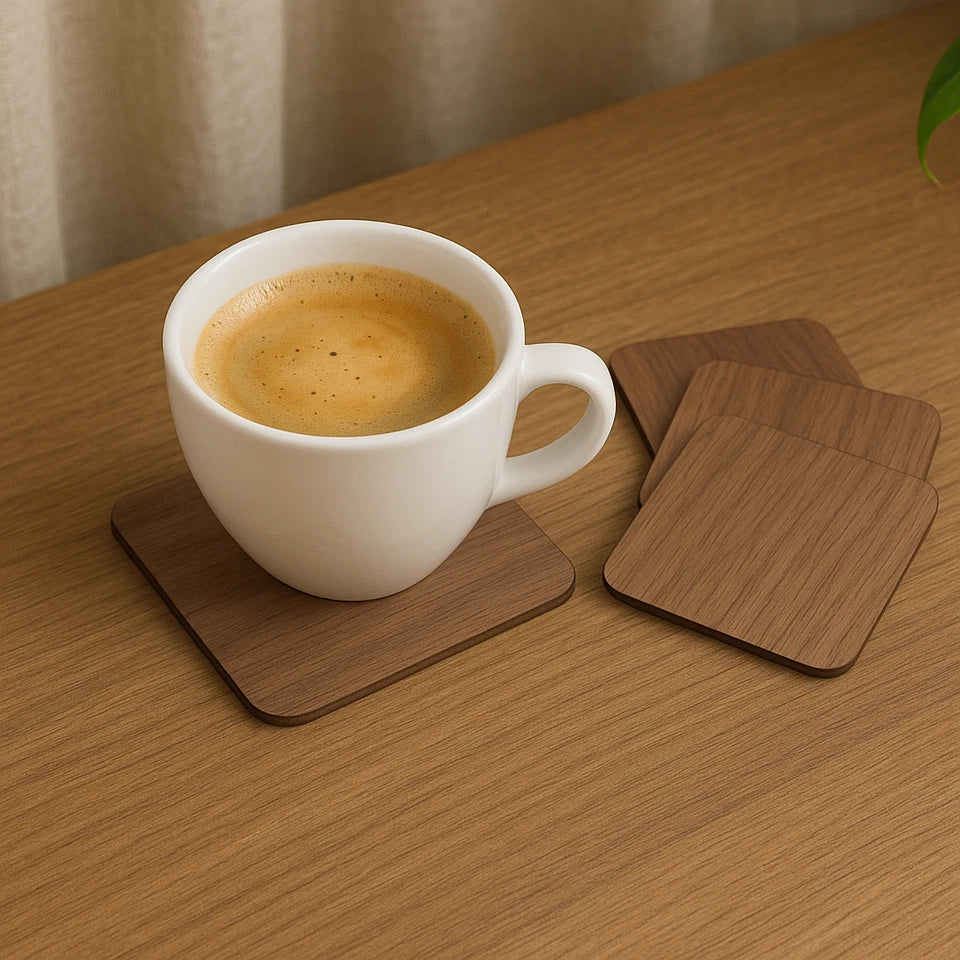 Walnut Plywood Square Coasters 95mm – 3mm Wooden Craft Blanks