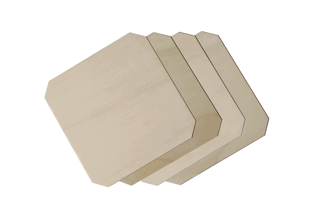 10cm Wooden Unpainted Coaster - Square cut corners - Set of 4, Craft Art Gift Decoupage