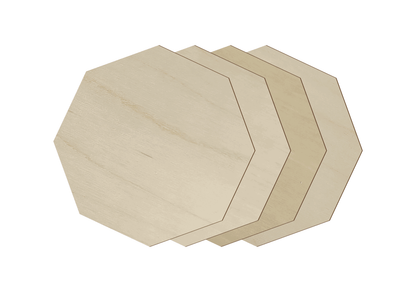 10cm Wooden Unpainted Coaster - Octagon - Set of 4, Craft Art Gift Decoupage