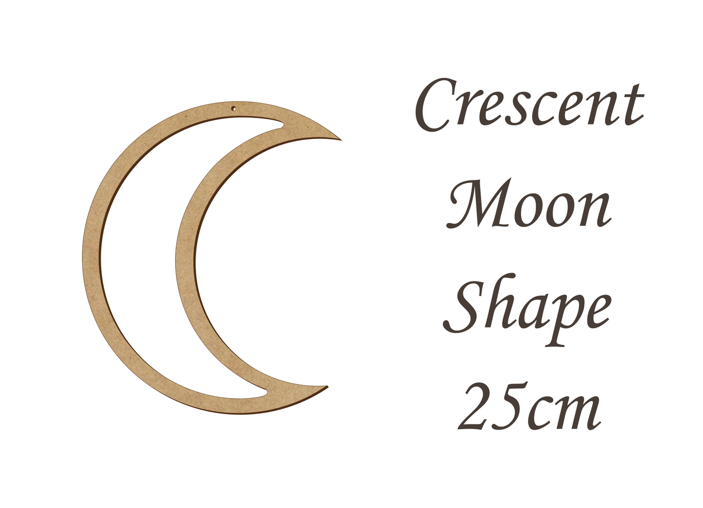 Crescent Moon Empty Middle Shape Card Making or Wall Decor - Many Size - 3mm MDF