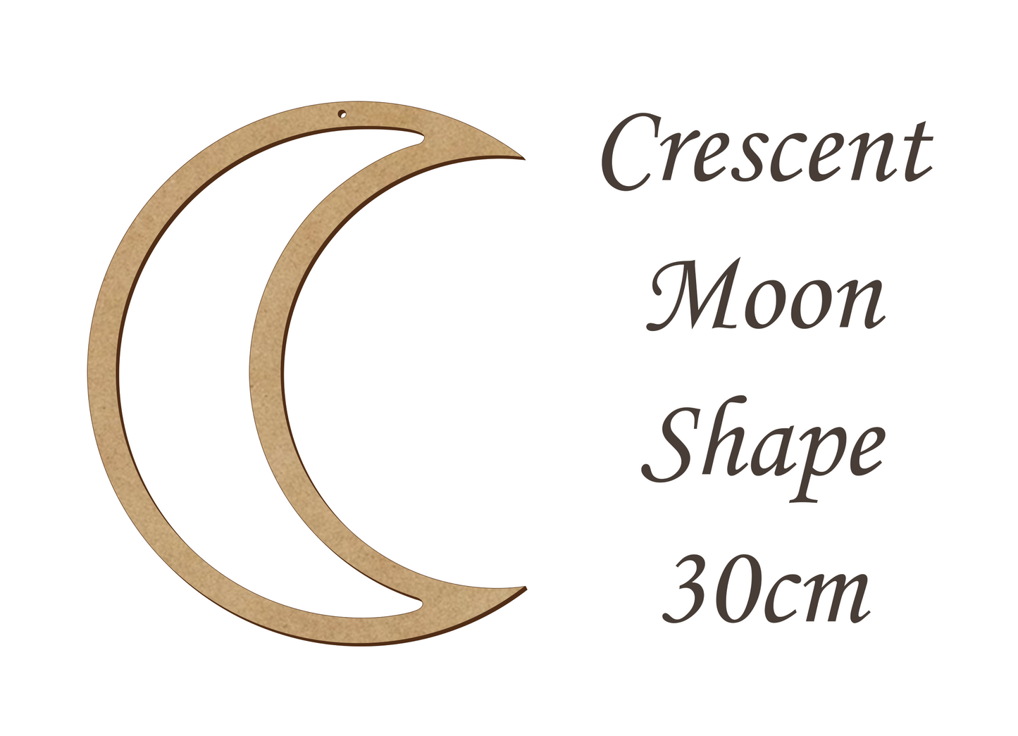 Crescent Moon Empty Middle Shape Card Making or Wall Decor - Many Size - 3mm MDF