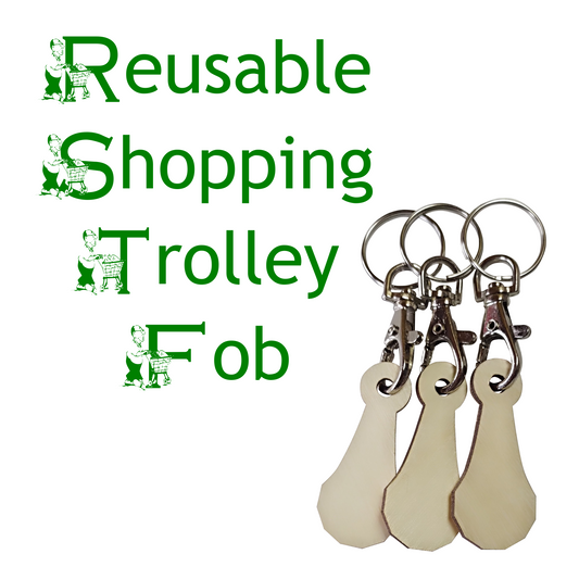 Reusable Shopping Trolley Release Fob Key Token with Silver Clasp - Eco-Friendly