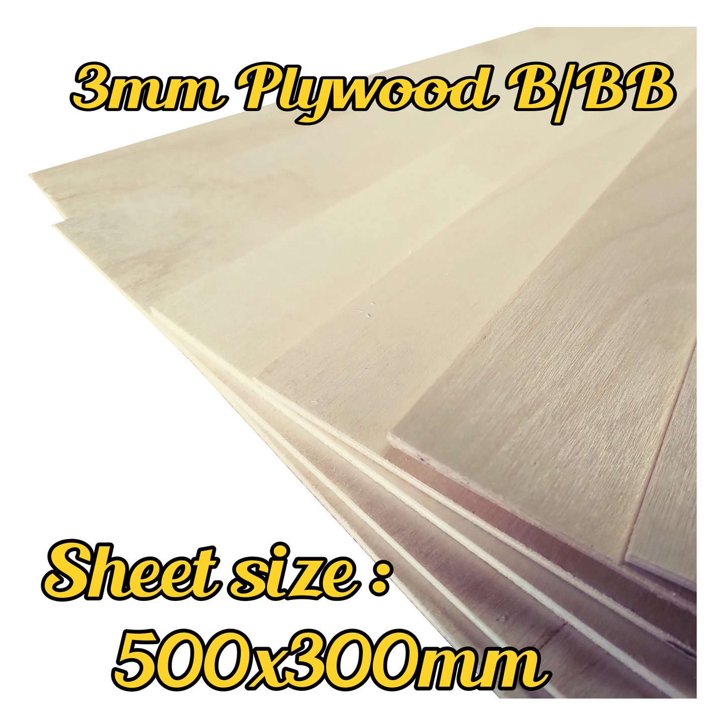 3mm Birch Plywood Laser Safe B/BB Ply sheets 500x300