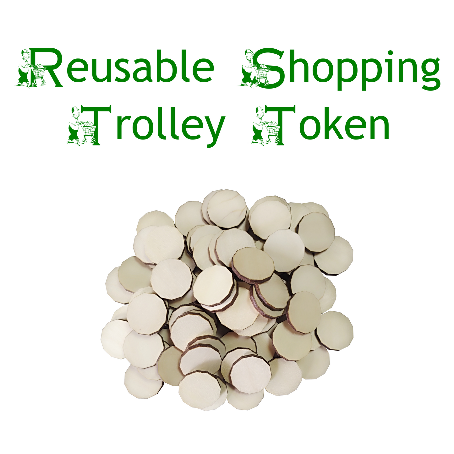 Trolley Token Wooden Release Coin Reusable Token Fob - Qty Discount