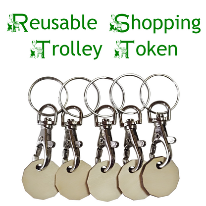 Reusable Shopping Trolley Release Coin, Token with Silver Clasp - Eco-Friendly