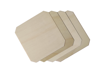 10cm Wooden Unpainted Coaster - Square cut corners - Set of 4, Craft Art Gift Decoupage