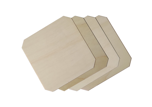 10cm Wooden Unpainted Coaster - Square cut corners - Set of 4, Craft Art Gift Decoupage
