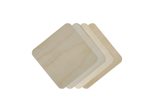 10cm Wooden Unpainted Coaster - Square Round Corner - Set of 4, Craft Art Gift Decoupage